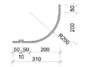 Trần cong bo góc GRG C-7# – mặt cắt – Vô Cực GRG