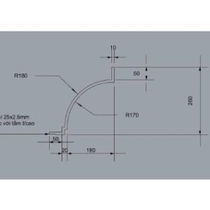 Trần cong bo góc GRG C-8# – mặt cắt – Vô Cực GRG